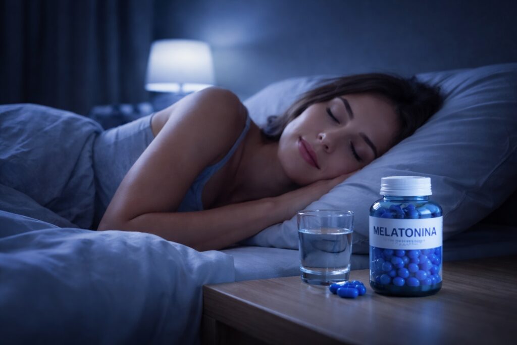 Melatonina funciona mesmo? Mulher dormindo tranquilamente após o uso
